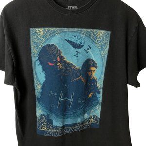 Star Wars T Shirt Vintage Wash Graphic Tee Movie Short Sleeve Cotton Solid Black